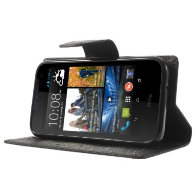 Кожени калъфи Кожени калъфи за HTC Кожен калъф тефтер със стойка и клипс Fancy за HTC Desire 510 черен
